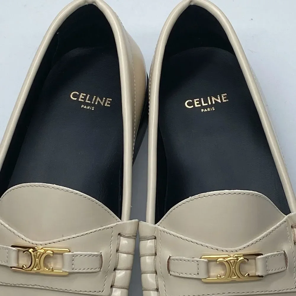 Celine Luco Triomphe in polished bull loafers size 39